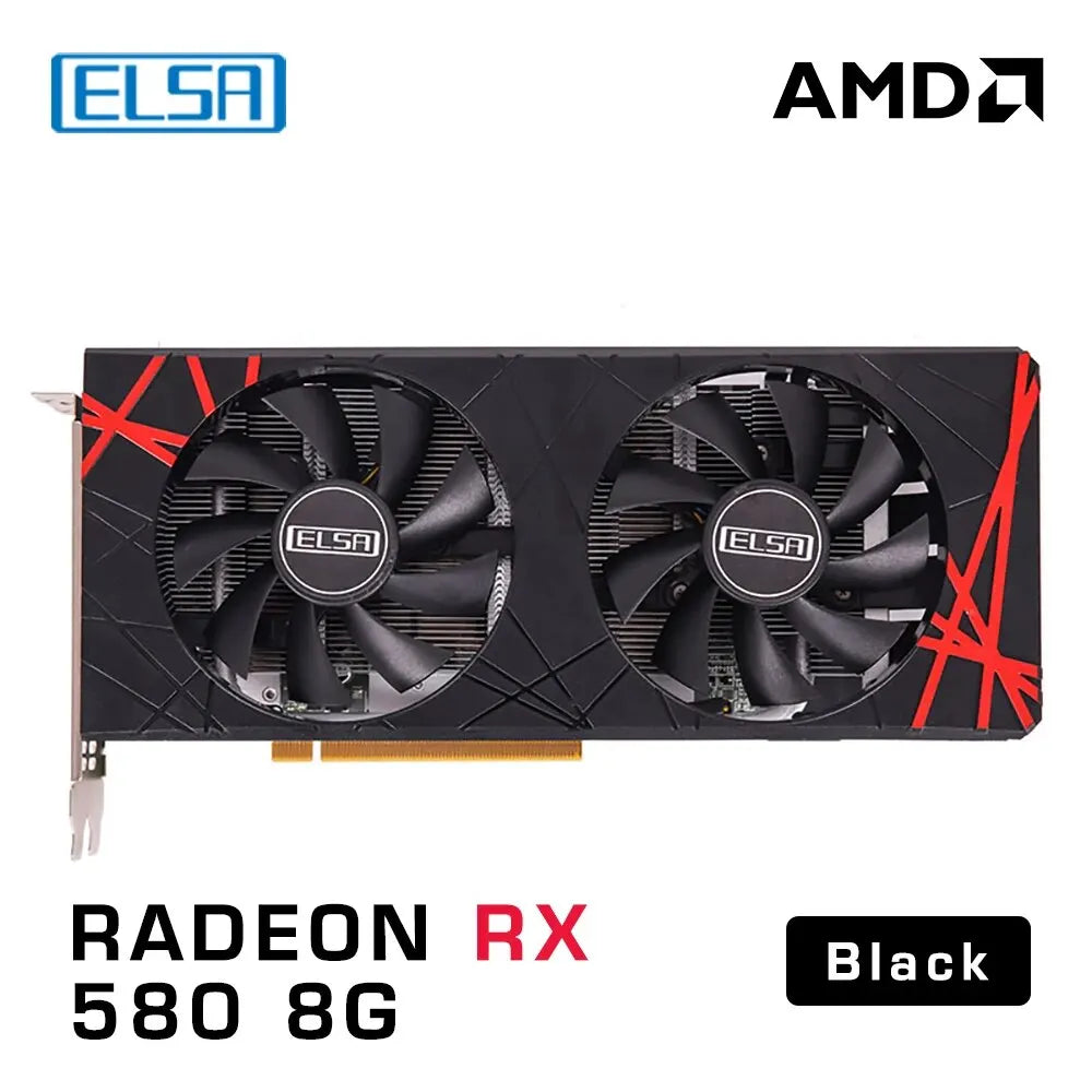 ELSA AMD Radeon RX 580 8GB GDDR5 : Puissance Graphique Noire pour Jeux et Productivité