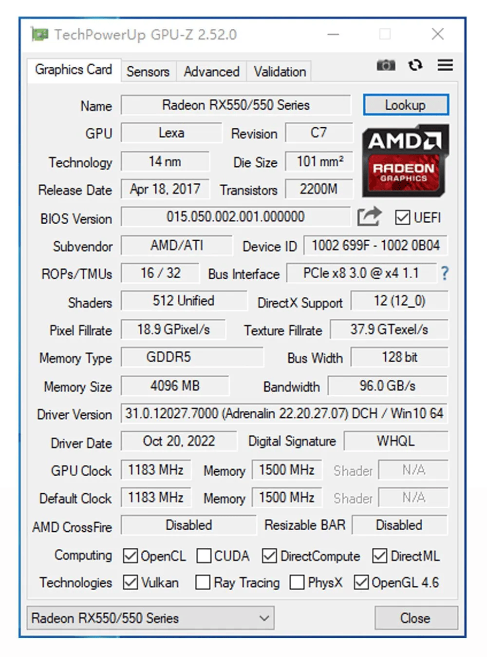 Carte Graphique MLLSE AMD RX 550 4GB - Performances de Jeu Fluides avec 4 Go de Mémoire GDDR5, Interfaces DVI, HDMI et DisplayPort, Compatible PCI-E 3.0 pour une Expérience Radeon RX 550 Gaming Exceptionnelle