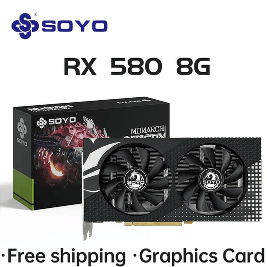 Carte Graphique Radeon RX580 8G d'Origine SOYO - Performances de Jeu Exceptionnelles avec 8 Go de Mémoire GDDR5, Interfaces HDMI et DisplayPort Triple, Compatible PCIE 3.0x16 pour Ordinateur de Bureau AMD