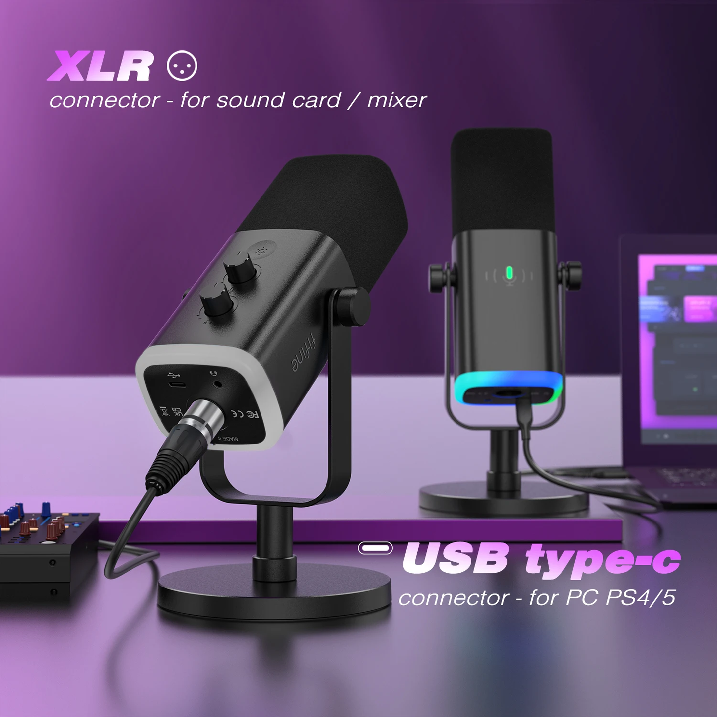 FIFINE-Microphone Dynamique USB/XLR avec Bouton Tactile de Muet, Prise Téléphonique pour Sauna, Commandes d'E/S, pour Table de Mixage PC PS5/4, Micro de Jeu - Ampligame AM8 - Une expérience audio immersive.