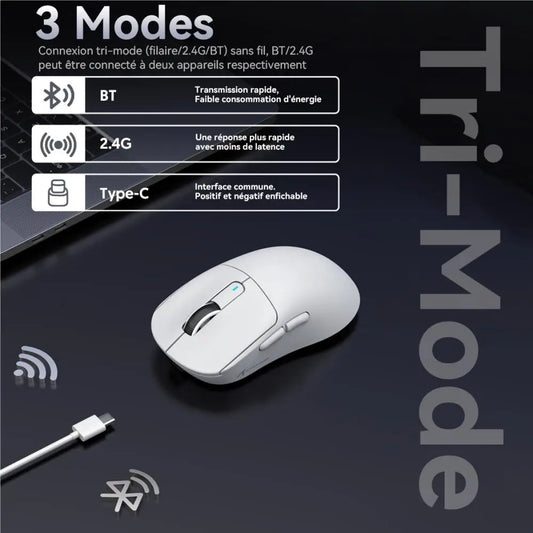 X3 Attack Shark - Souris de Jeu Légère, Connexion Trimode, 26000dpi, 650IPS, 49g