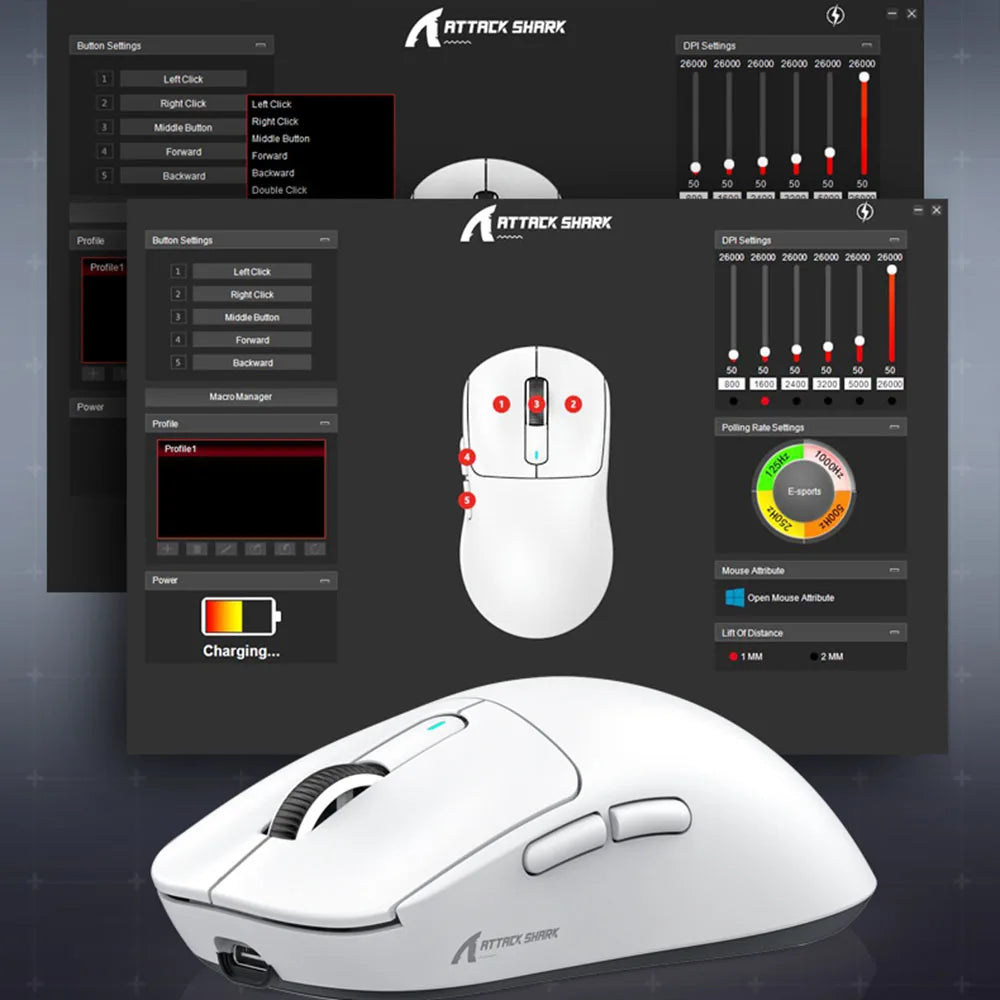 X3 Attack Shark - Souris de Jeu Légère, Connexion Trimode, 26000dpi, 650IPS, 49g