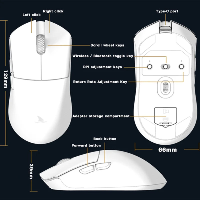 Darmoshark-Souris de Jeu M3 : Performances Esports sans Fil, Bluetooth et 26K DPI